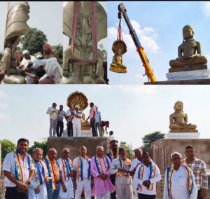 Huge brass Manogya statues installed at the Deshna site of Nainagiri